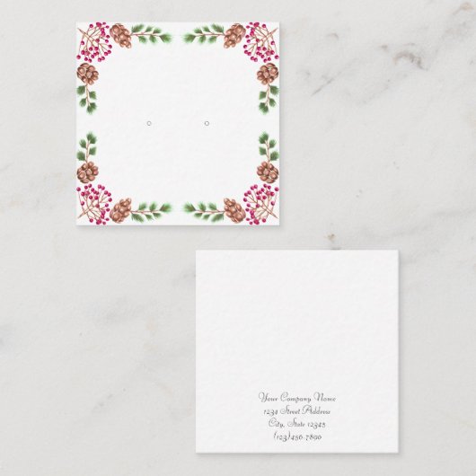 カスタム冬の休日ギフトイヤリングディスプレイカード 予約カード (正面/裏面)