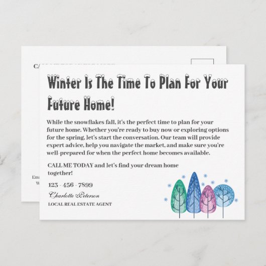 カスタム冬の季節実在財産マーケティング ポストカード (正面/裏面)