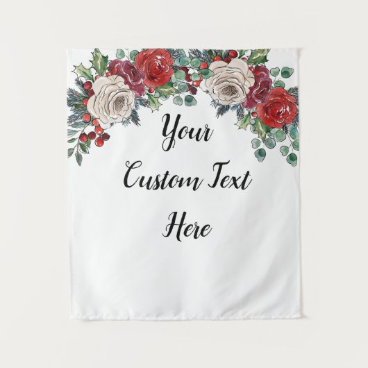 カスタム冬の結婚式クリスマスフォトブースプロップ タペストリー (正面)