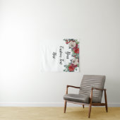 カスタム冬の結婚式クリスマスフォトブースプロップ タペストリー (インサイチュ(横))