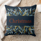 カスタム冬クリスマスの枝フレーム クッション (ブランケット)