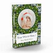 カスタム冬グリーングレークリスマスデコールギフト フォトブロック (左)
