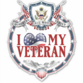 カスタム切りLoveの退役軍人 シール (正面)