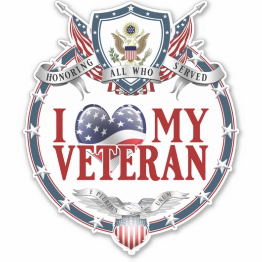 カスタム切りLoveの退役軍人 シール (正面)