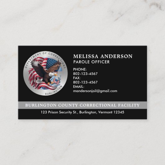 カスタム刑務官監獄看守のロゴ 名刺 (正面)