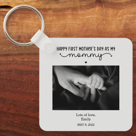 カスタム初の母の日かわいいミニマリストの写真 キーホルダー (正面)