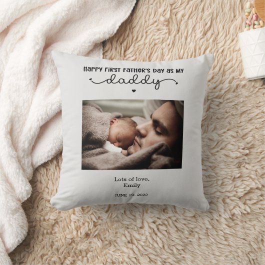 カスタム初の父の日かわいいミニマリストの写真 クッション (ブランケット)
