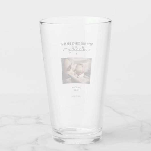 カスタム初の父の日かわいいミニマリストの写真 タンブラーグラス (裏面)