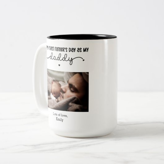 カスタム初の父の日かわいいミニマリストの写真 ツートーンマグカップ (正面左)