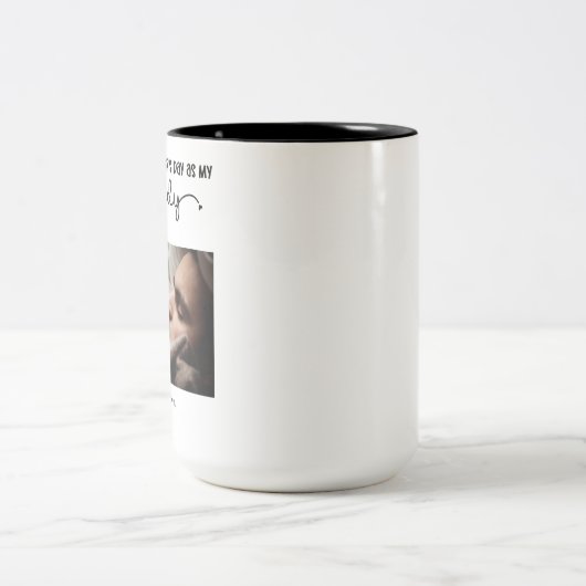 カスタム初の父の日かわいいミニマリストの写真 ツートーンマグカップ (中央)