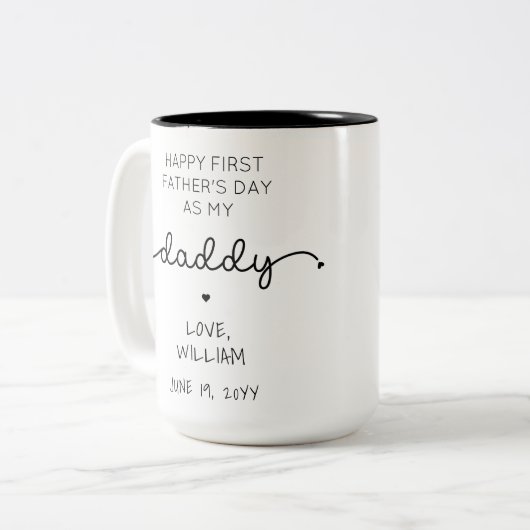 カスタム初の父の日新しいパパの贈り物 ツートーンマグカップ (正面左)