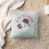 カスタム初の聖なる聖餐式かわいい茶色の髪の少女 クッション (ブランケット)