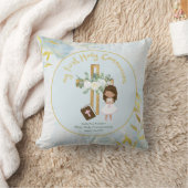 カスタム初の聖なる聖餐式かわいい茶色の髪の少女 クッション (ブランケット)