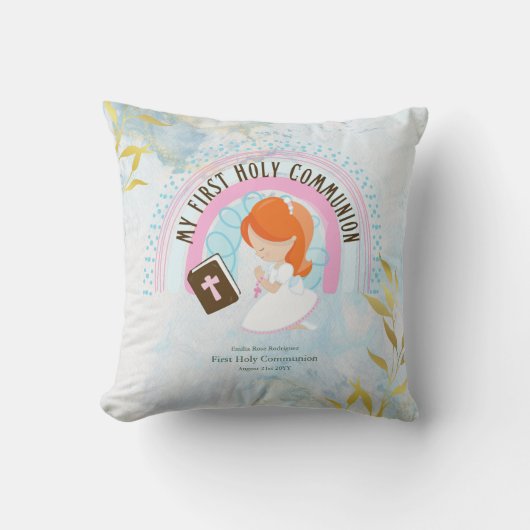 カスタム初の聖聖体聖体可愛い赤毛少女 クッション (正面)