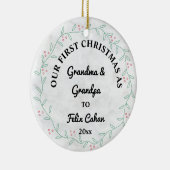 カスタム初めてのクリスマスおばあちゃん&おじいちゃん セラミックオーナメント (右)