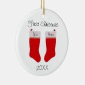カスタム初めてのクリスマスオーナメント セラミックオーナメント (右)