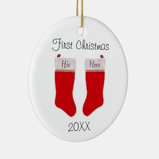 カスタム初めてのクリスマスオーナメント セラミックオーナメント (右)