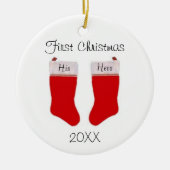 カスタム初めてのクリスマスオーナメント セラミックオーナメント (正面)