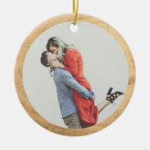 カスタム初めてのクリスマス婚約したフェスティバル写真 セラミックオーナメント (正面)
