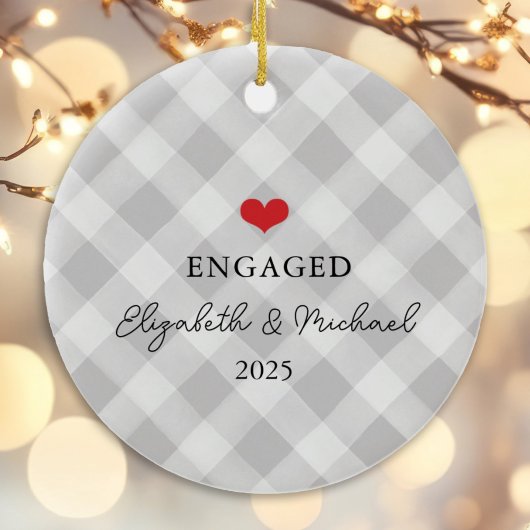 カスタム初めてのクリスマス婚約したフェスティバル写真 セラミックオーナメント