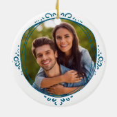 カスタム初めてのクリスマス婚約した写真 セラミックオーナメント (裏面)