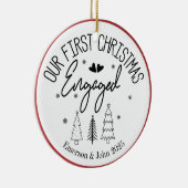 カスタム初めてのクリスマス婚約した セラミックオーナメント (右)