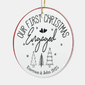 カスタム初めてのクリスマス婚約した セラミックオーナメント (左)