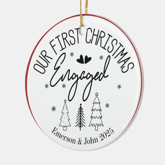 カスタム初めてのクリスマス婚約した セラミックオーナメント (左)