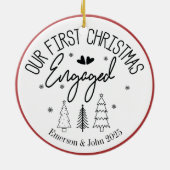 カスタム初めてのクリスマス婚約した セラミックオーナメント (裏面)