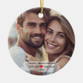 カスタム初めてのクリスマス婚約した セラミックオーナメント (正面)
