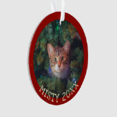 カスタム初めてのクリスマス猫の愛猫年ペット オーナメント (正面)