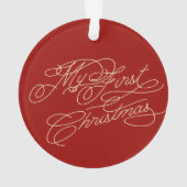 カスタム初めてのクリスマス猫の愛猫年ペット オーナメント (裏面)