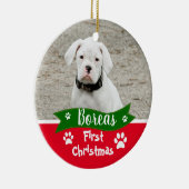 カスタム初めてのクリスマス セラミックオーナメント (右)