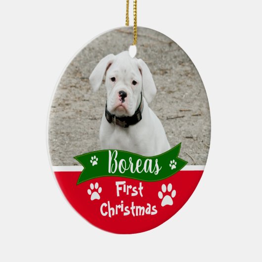 カスタム初めてのクリスマス セラミックオーナメント (右)