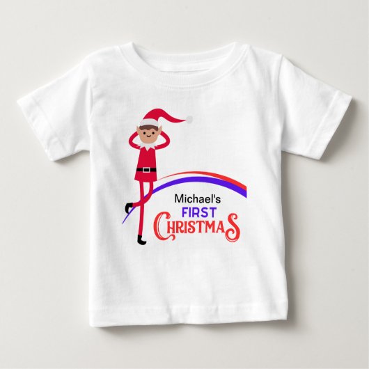 カスタム初めてのクリスマス ベビーTシャツ (正面)