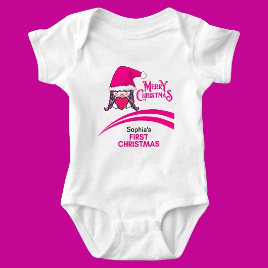 カスタム初めてのクリスマス、メリー・クリスマス ベビーボディスーツ