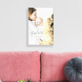 カスタム初年度の母の写真金ゴールドきらめく キャンバスプリント (インサイチュ (リビング))