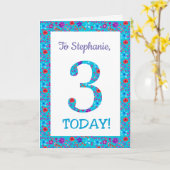 カスタム前かわいらしフローラ3rdバースデーカードブルー カード (黄色い花)