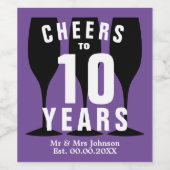 カスタム創立10周年記念結婚事エレガント ワインラベル (シングルラベル)