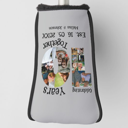 カスタム創立10周年記念11写真結婚コラージュ ゴルフヘッドカバー (回転90)