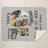 カスタム創立10周年記念11写真結婚コラージュ シェルパブランケット (正面(横))