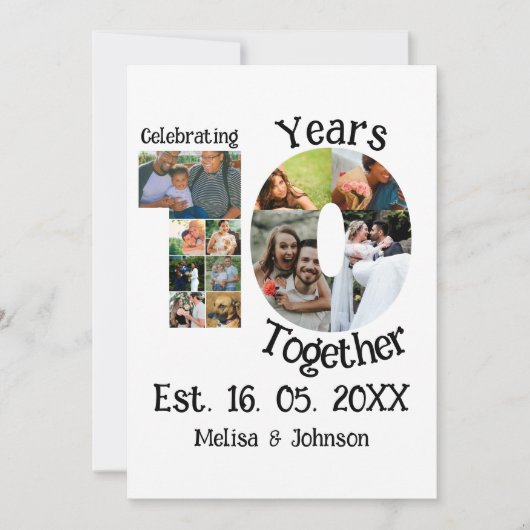 カスタム創立10周年記念11写真結婚コラージュ シーズンカード (正面)