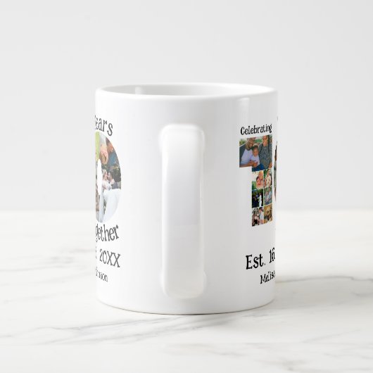 カスタム創立10周年記念11写真結婚コラージュ ジャンボコーヒーマグカップ (裏面)