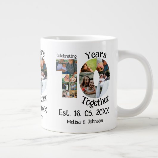 カスタム創立10周年記念11写真結婚コラージュ ジャンボコーヒーマグカップ (右)