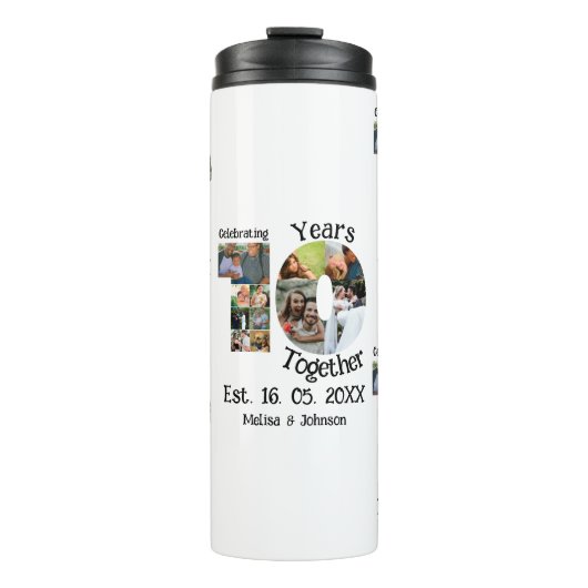 カスタム創立10周年記念11写真結婚コラージュ タンブラー (正面)