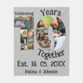 カスタム創立10周年記念11写真結婚コラージュ フリースブランケット (正面)