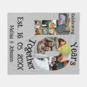 カスタム創立10周年記念11写真結婚コラージュ フリースブランケット (正面(横))