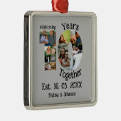 カスタム創立10周年記念11写真結婚コラージュ メタルオーナメント (右)