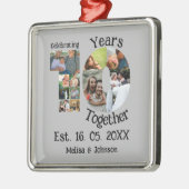 カスタム創立10周年記念11写真結婚コラージュ メタルオーナメント (左)