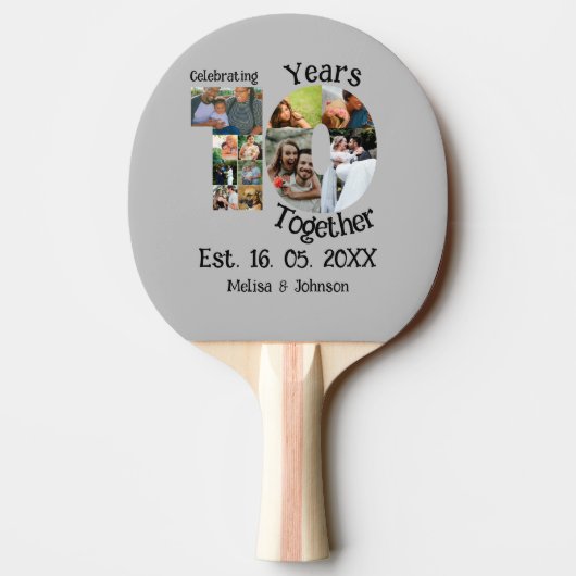 カスタム創立10周年記念11写真結婚コラージュ 卓球ラケット (裏面)